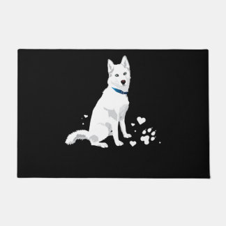Cute White Siberian Husky - Sweet White Snow Dog Doormat