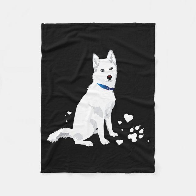 Cute White Siberian Husky Sweet White Snow Dog  Fleece Blanket (Front)