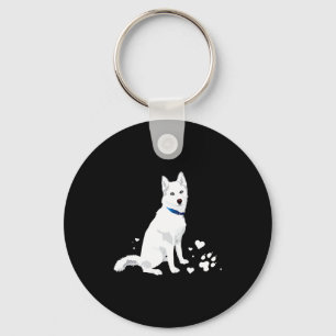 Cute White Siberian Husky Sweet White Snow Dog  Key Ring