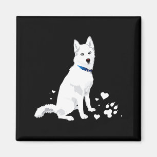 Cute White Siberian Husky Sweet White Snow Dog Magnet