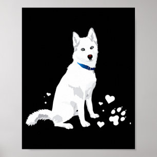 Cute White Siberian Husky Sweet White Snow Dog  Poster