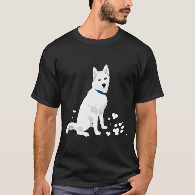 Cute White Siberian Husky Sweet White Snow Dog  T-Shirt (Front)