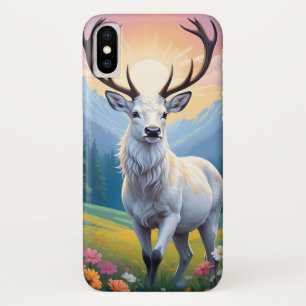 Cute White Stag in Meadow with Flowers Aesthetic  Case-Mate iPhone Case