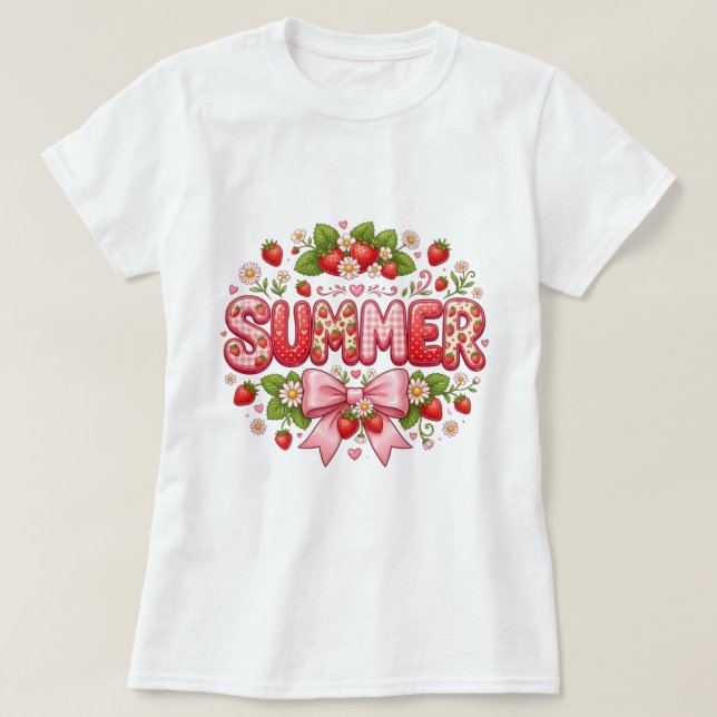 Cute White Summer Graphic T-Shirt (Design Front)