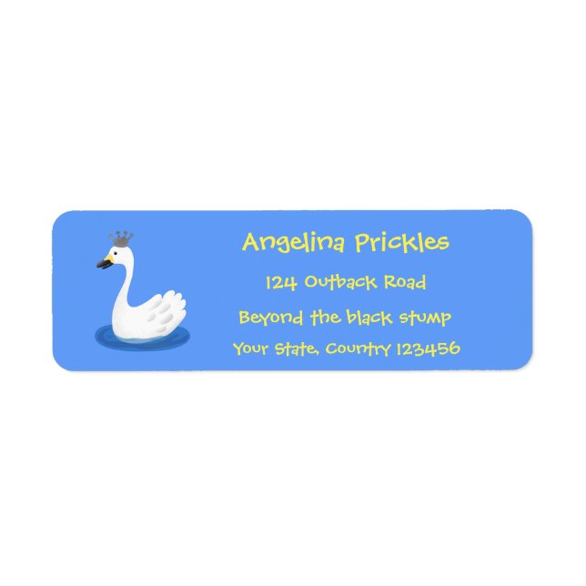 Cute white swan with crown cartoon (Front)
