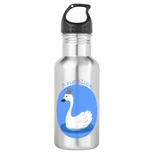 Cute white swan with crown cartoon 532 ml water bottle