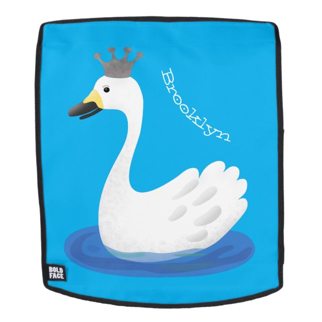 Cute white swan with crown cartoon backpack (Removable Face)
