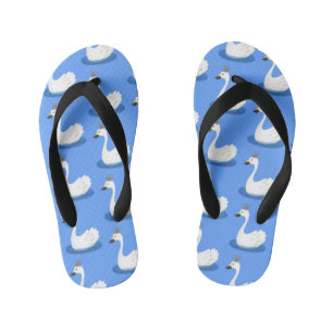 Cute white swan with crown cartoon kid's jandals