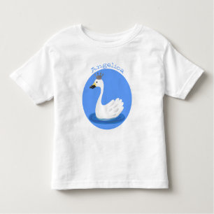 Cute white swan with crown cartoon toddler T-Shirt