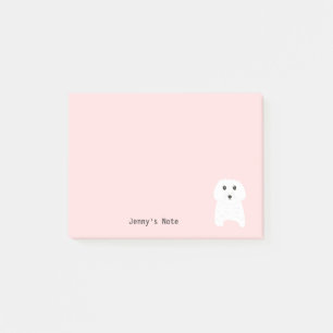 Cute White Teddy Bear Dog Pet Animal Custom name Post-it Notes