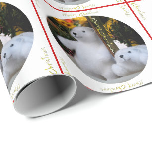 Cute White Teddy Bears Christmas Wrapping Paper