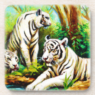 Cute White Tigers In The Jungle. Buy Now Coaster