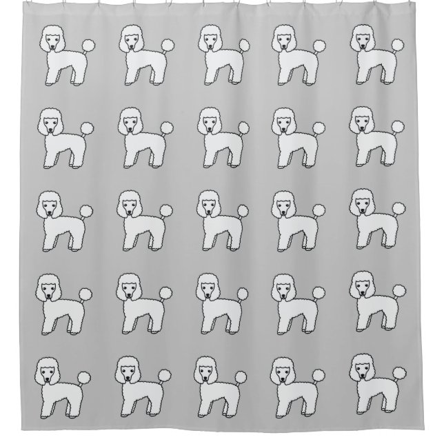 Cute White Toy Poodle Dogs Pattern Shower Curtain (Front)