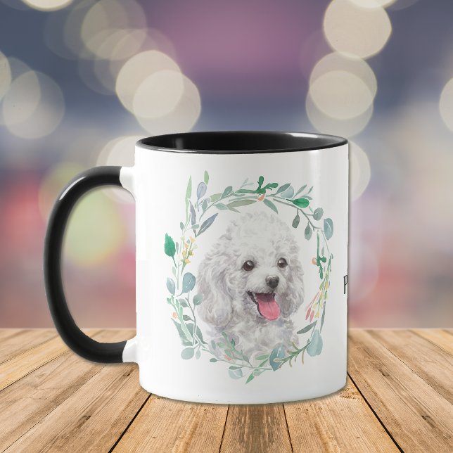 Cute White Toy Poodle Wreath Coffee Mug (Creator Uploaded)