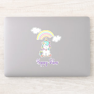Cute White Unicorn Illustration Happy Vibes