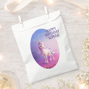 Cute White Unicorn With Pink & Blue Mane Favour Bags