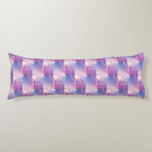 Cute White Unicorn With Pink & Blue Mane Pattern Body Cushion