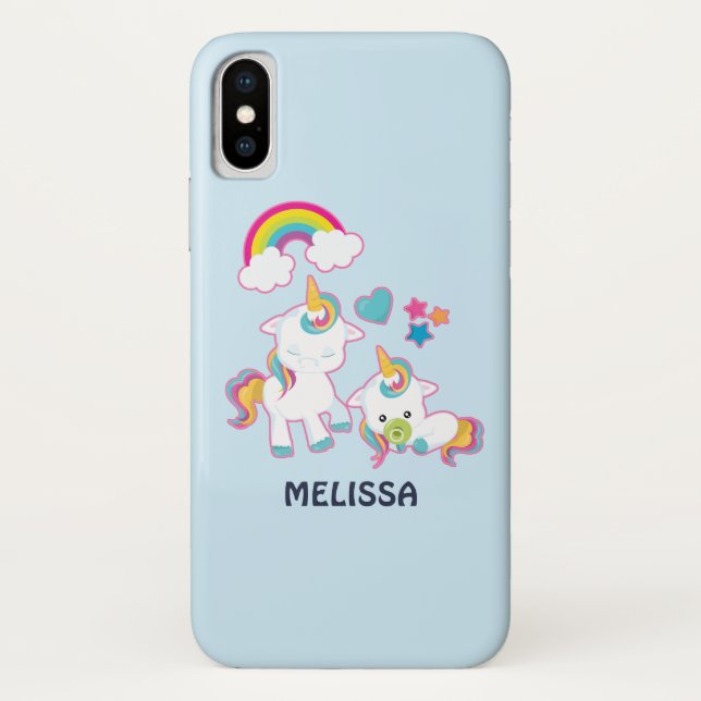 Cute White Unicorns Magical Mama & Baby Case-Mate iPhone Case (Back)
