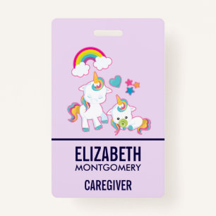 Cute White Unicorns Magical Mama & Baby ID Badge