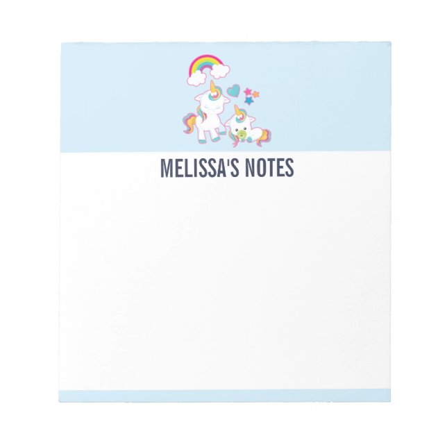 Cute White Unicorns Magical Mother & Baby Notepad (Front)