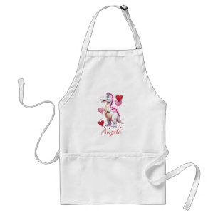 Cute white Valentine's day dinosaur Standard Apron