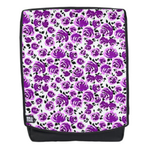Cute white violet roses patterns backpack