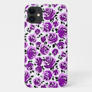 Cute white violet roses patterns Case-Mate iPhone case