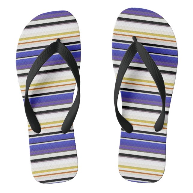 Cute white violet stripes jandals (Footbed)