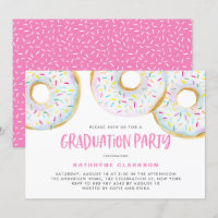Cute White Watercolor Doughnuts Graduation Party