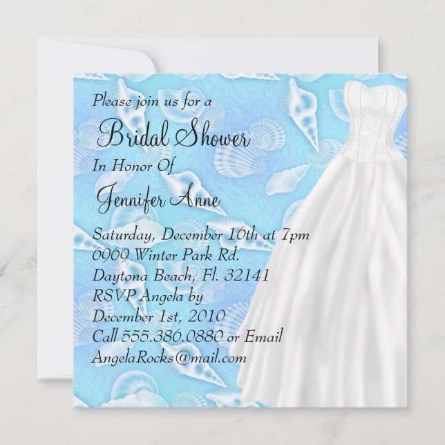 Cute White Wedding Gown Bridal Shower Invite (Front)