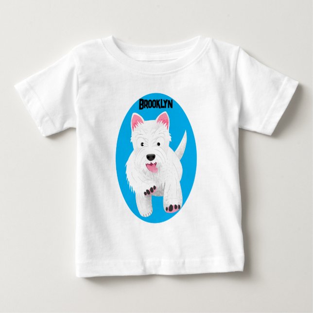 Cute white west highland terrier cartoon baby T-Shirt (Front)