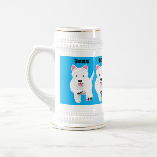 Cute white west highland terrier cartoon beer stein