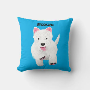 Cute white west highland terrier cartoon cushion