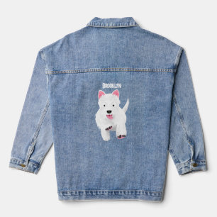 Cute white west highland terrier cartoon denim jacket