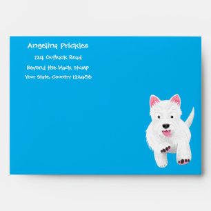 Cute white west highland terrier cartoon envelope
