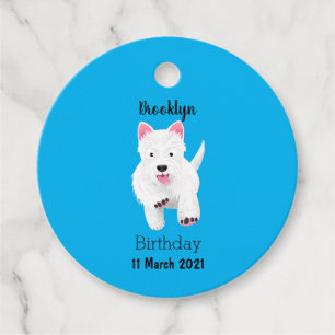 Cute white west highland terrier cartoon favour tags