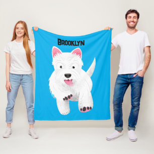 Cute white west highland terrier cartoon fleece blanket