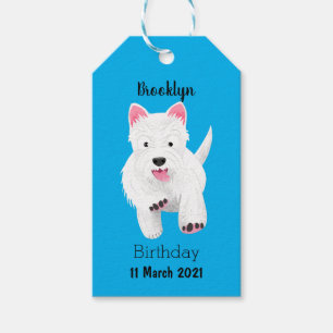 Cute white west highland terrier cartoon gift tags