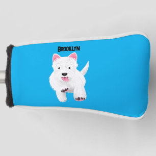 Cute white west highland terrier cartoon golf head cover