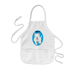 Cute white west highland terrier cartoon kids apron