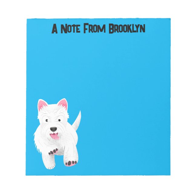Cute white west highland terrier cartoon notepad (Front)