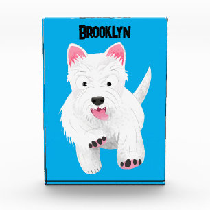 Cute white west highland terrier cartoon photo block