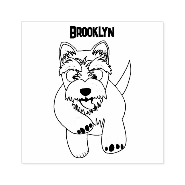 Cute white west highland terrier cartoon rubber stamp (Imprint)