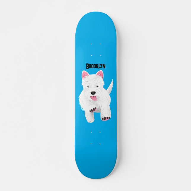 Cute white west highland terrier cartoon skateboard (Front)