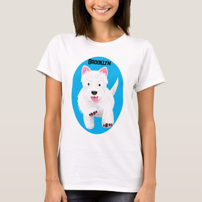 Cute white west highland terrier cartoon T-Shirt (Front)