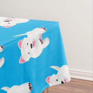 Cute white west highland terrier cartoon tablecloth