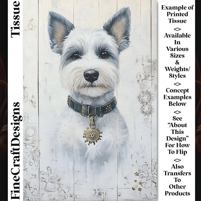 Cute White Westie Dog Puppy Portrait CX1 Decoupage Tissue Paper (Creator Uploaded)