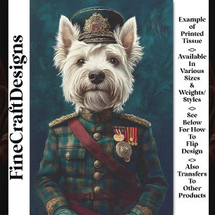 Cute White Westie, Military Uniform CF1 Decoupage Tissue Paper