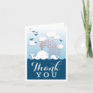 Cute White Whales Stylish Thank You Note Card