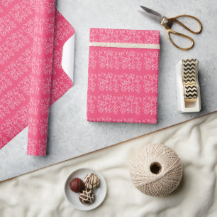 Cute White Wildflowers Pattern On Pink Wrapping Paper